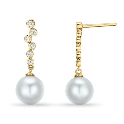 diamant oorbellen in 14 karaat goud met diamant
