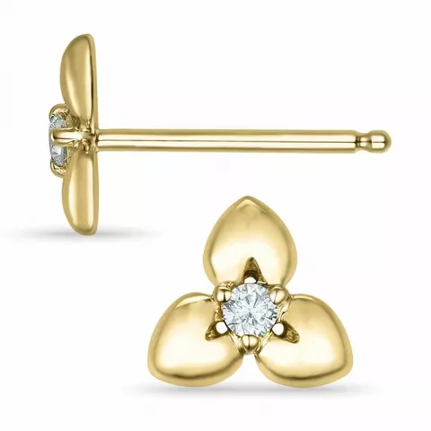 bloem diamant oorsteker in 14 karaat goud met diamant 