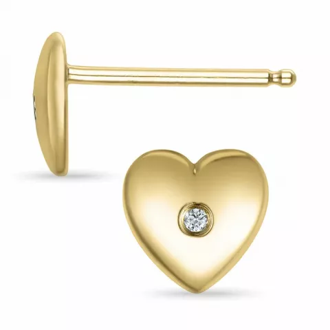 hart diamant oorsteker in 14 karaat goud met diamant 