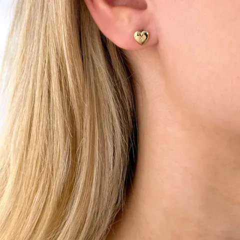 hart diamant oorsteker in 14 karaat goud met diamant 