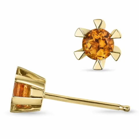 2 x 0,25 ct solitaire oorbel in 14 karaat goud met citrien