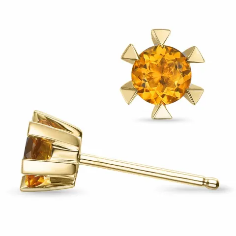 2 x 0,25 ct solitaire oorbel in 14 karaat goud met citrien