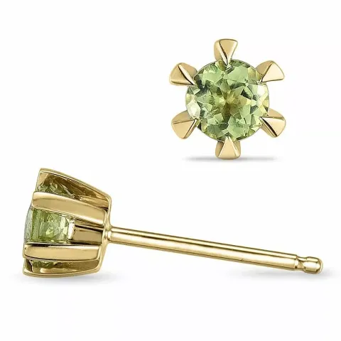 2 x 0,23 ct solitaire oorbel in 14 karaat goud met peridoot