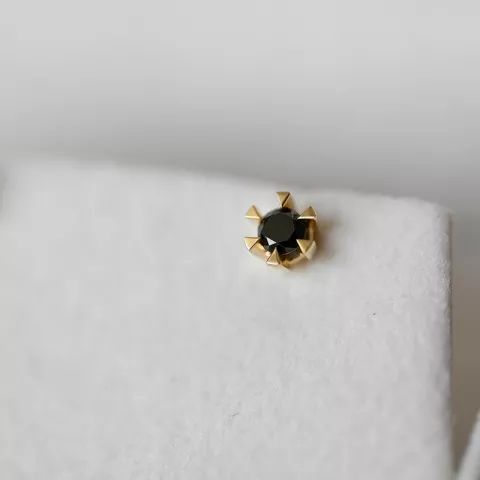 2 x 0,21 ct zwart solitaire oorbel in 14 karaat goud met zwart diamant 