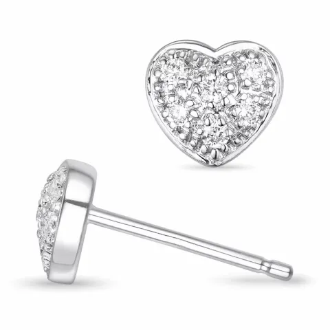 hart diamant oorbellen in 14 karaat witgoud met diamant