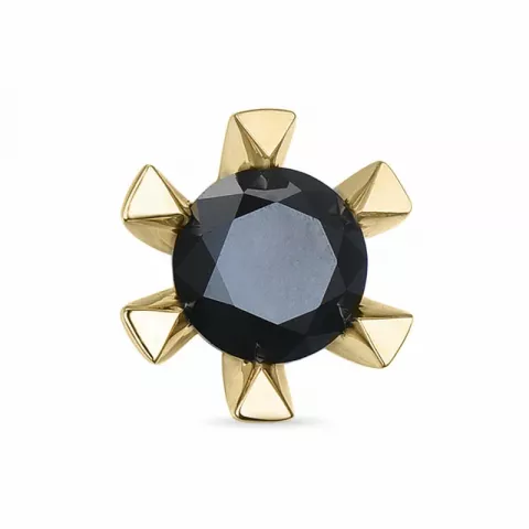2 x 0,50 ct zwart solitaire oorbel in 14 karaat goud met zwart diamant 