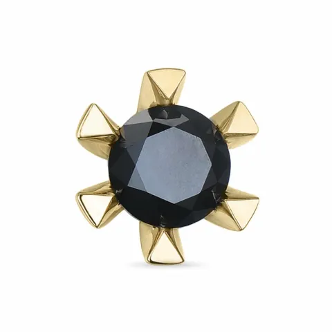 2 x 0,50 ct zwart solitaire oorbel in 14 karaat goud met zwart diamant