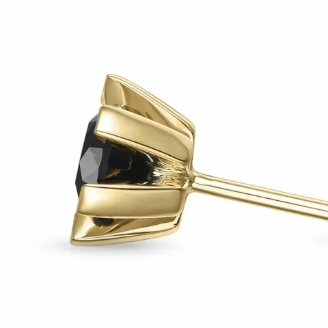 2 x 0,50 ct zwart solitaire oorbel in 14 karaat goud met zwart diamant