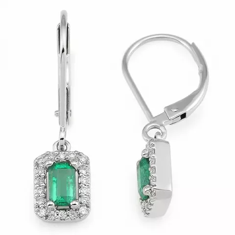 bestelde artikel -  smaragd oorbellen in 14 karaat witgoud met diamant en smaragd 