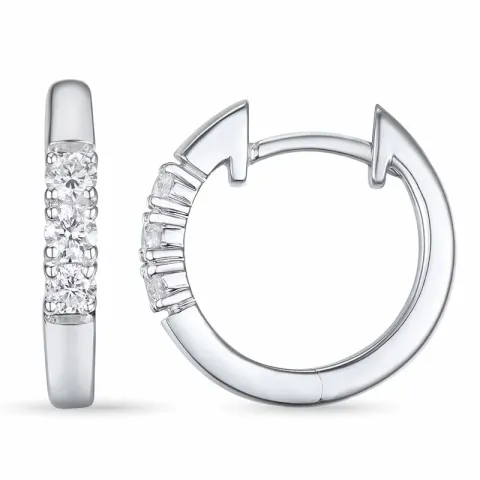 14 mm creool in 14 karaat witgoud met diamant