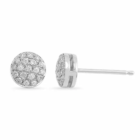 rond diamant oorbellen in 14 karaat witgoud met diamant