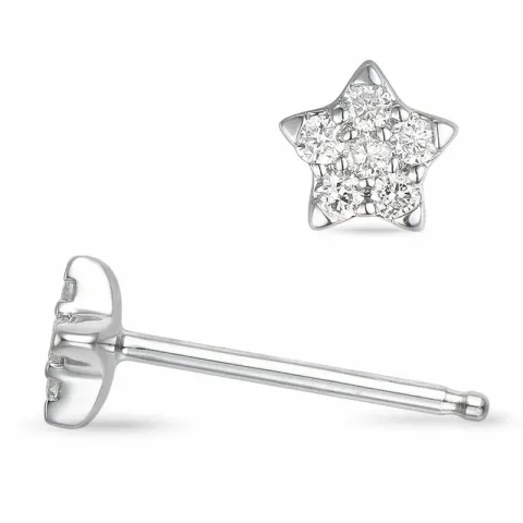 ster diamant oorsteker in 14 karaat witgoud met diamant