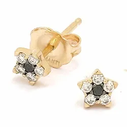 ster diamant oorsteker in 14 karaat goud met diamant en diamant 