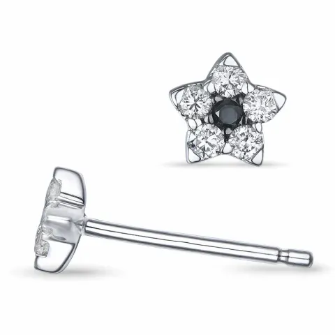 ster diamant witgoud oorbellen in 14 karaat witgoud met diamant en saffier