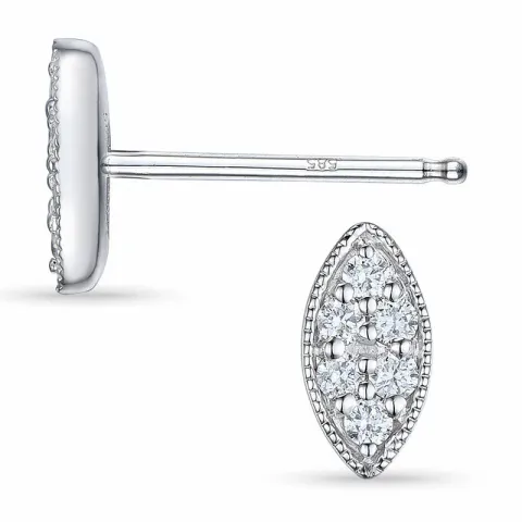 ovaal briljant oorbellen in 14 karaat witgoud met diamant