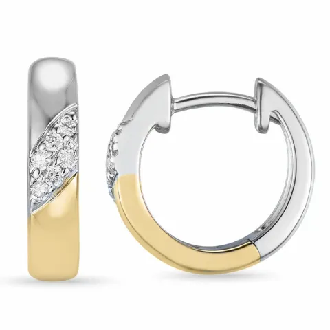 13 mm creool in 14 karaat goud en witgoud met diamant