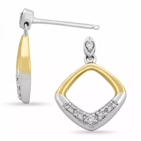 vierkant diamant oorbellen in 14 karaat goud en witgoud met diamant 