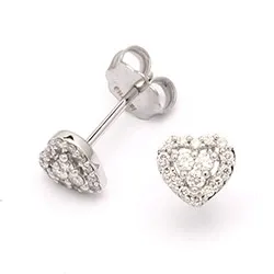 Hart diamant oorsteker in 14 karaat witgoud met diamanten
