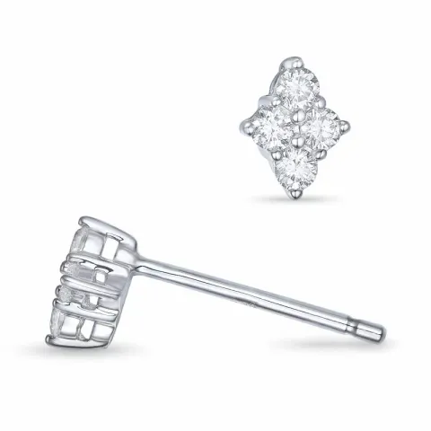 Echt briljant oorbellen in 14 karaat witgoud met diamanten