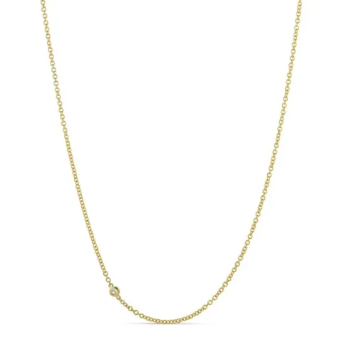 42 cm ketting met hanger in 14 karaat goud 0,046 ct