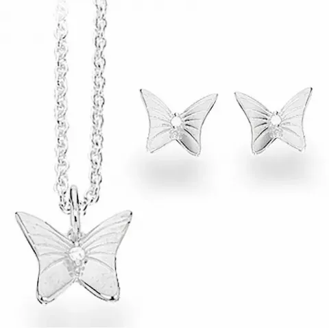Scrouples vlinder sieraden set in zilver witte zirkoon