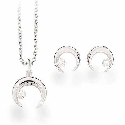 Scrouples horn sieraden set in zilver witte zirkoon