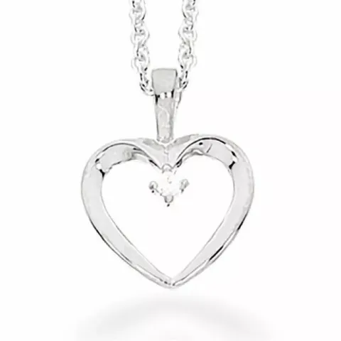 Scrouples hart ketting met hanger in zilver witte zirkoon