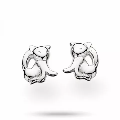 Scrouples kat oorbellen in zilver