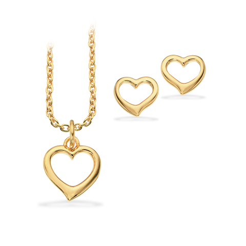 Scrouples hart set met oorbellen en ketting in verguld sterlingzilver