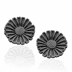 11 mm Scrouples margriet zwart oorbellen in zwart gerhodineerd zilver zwart emaille