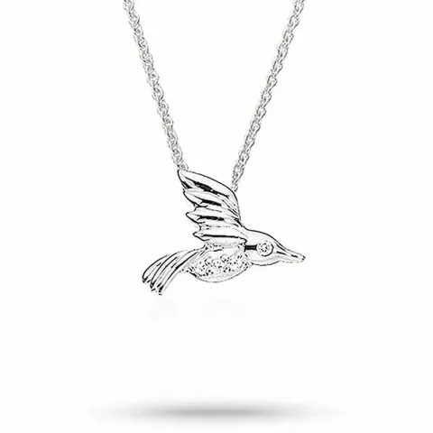 Scrouples vogel ketting met hanger in zilver witte zirkoon