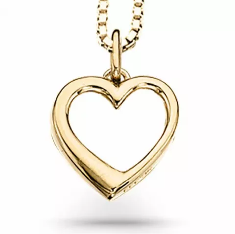 Scrouples hart hanger met ketting in 8 karaat goud met vergulde zilveren ketting