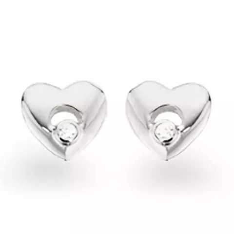 Glanzende  Scrouples hart oorbellen in zilver witte zirkonen