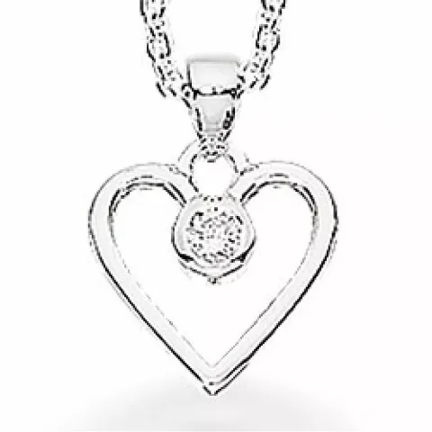 Elegant scrouples hart hanger met ketting in zilver witte zirkoon