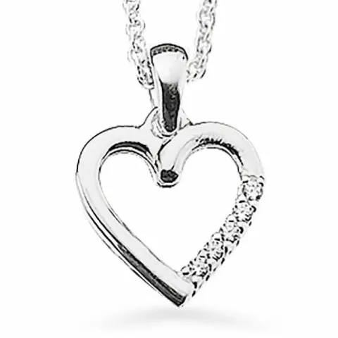 Scrouples hart hanger met ketting in zilver witte zirkoon