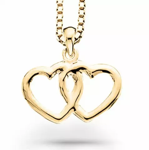 Scrouples hart hanger met ketting in 8 karaat goud met vergulde zilveren ketting