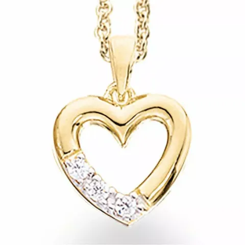 Scrouples hart hanger met ketting in verguld sterlingzilver witte zirkonen