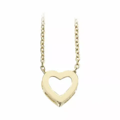 Scrouples hart hanger met ketting in 8 karaat goud met vergulde zilveren ketting