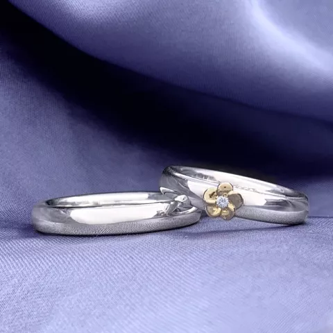 Scrouples trouwringen  in zilver en goud 0,02 ct