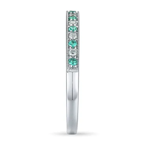 smaragd ring in 14 karaat witgoud 0,08 ct 0,10 ct