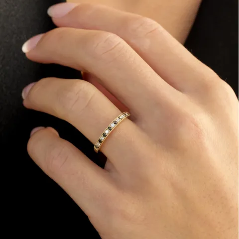zwart mémoire ring in 14 karaat goud 0,09 ct 0,10 ct