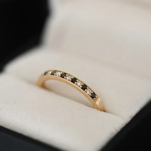 zwart mémoire ring in 14 karaat goud 0,09 ct 0,10 ct