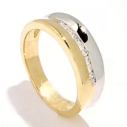 breed ring in 14 karaat goud-en witgoud 0,12 ct