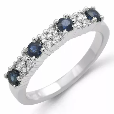 saffier diamant ring in 14 karaat witgoud 0,12 ct 