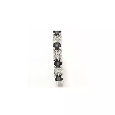 saffier diamant ring in 14 karaat witgoud 0,12 ct 