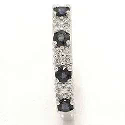 saffier diamant ring in 14 karaat witgoud 0,12 ct