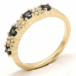 saffier diamant ring in 14 karaat goud 0,12 ct
