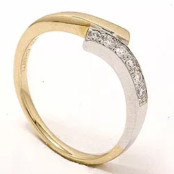 abstract diamant ring in 14 karaat goud-en witgoud 0,15 ct