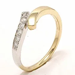 abstract diamant ring in 14 karaat goud-en witgoud 0,15 ct