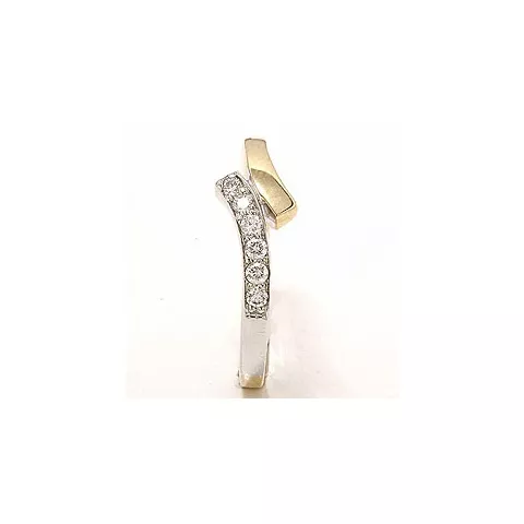 abstract diamant ring in 14 karaat goud-en witgoud 0,15 ct